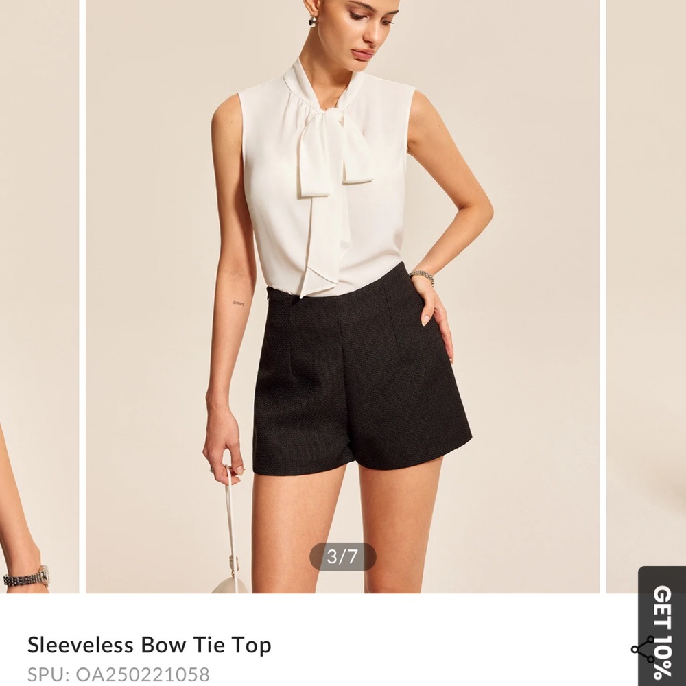 Commense Cream Tie Front Bib Collar Blouse